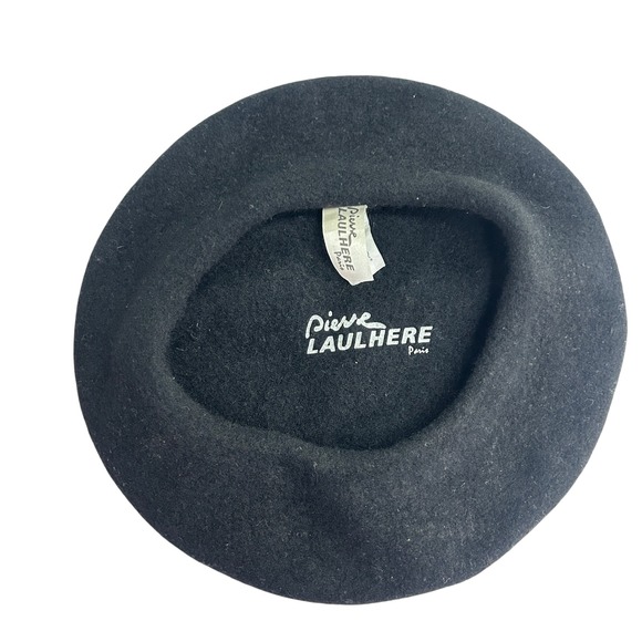 Pierre Laulhere Accessories - Pierre Laulhere French Beret 100% Wool Black Parisian Chic Dark Academia
